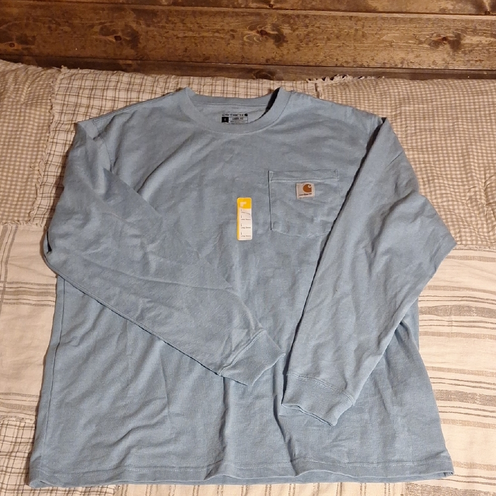 Nwt Carhartt Men's Light Blue Long Sleeve Tee